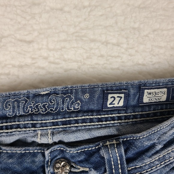 Miss Me Jeans Womens 27 Blue Skinny Light Wash Denim JW53075B * - Picture 8 of 13